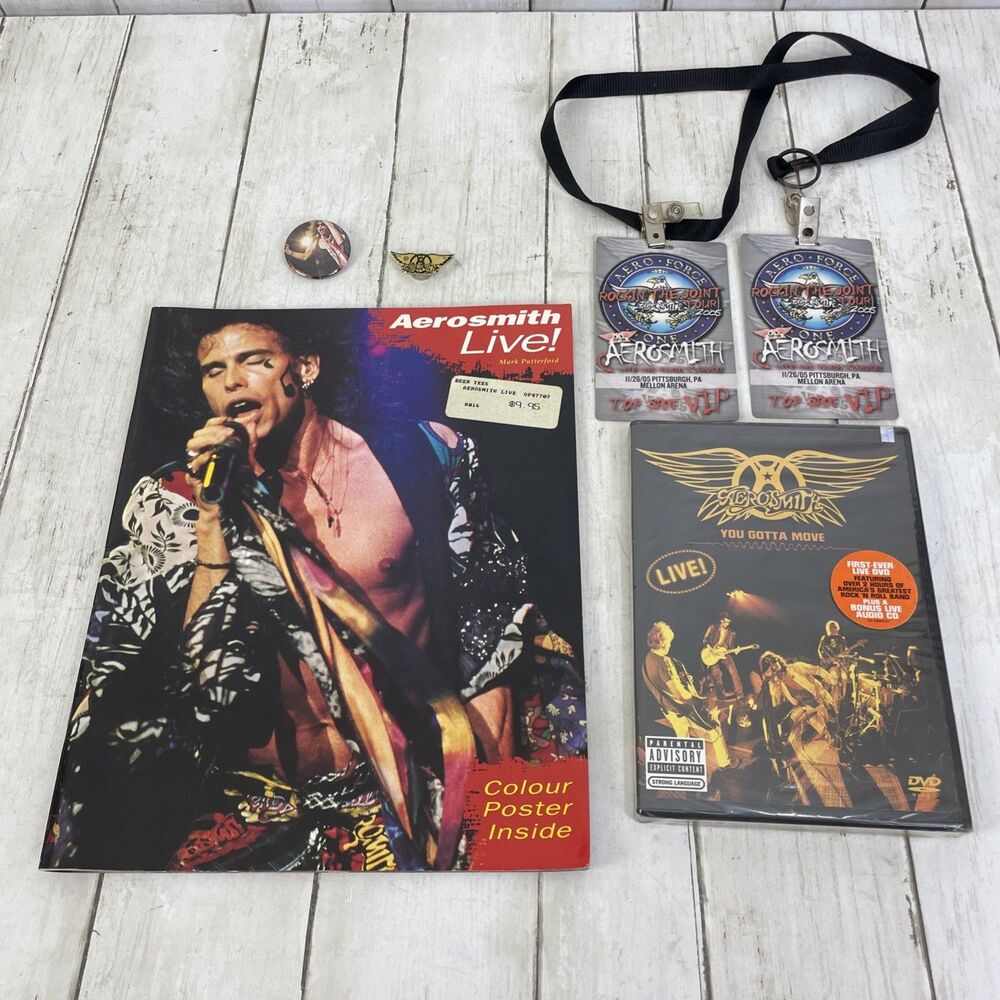 Aerosmith Souvenir Lot - VIP Lanyard Passes 2005 - DVD - Pin - Magnet - Photo
